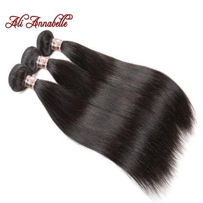 ALI ANNABELLE Straight Hair Bundles Human Hair Bundles 30 28 26 Inch 1 3 4 Bundles Deals Natural Brazilian Hair Weave Bundles