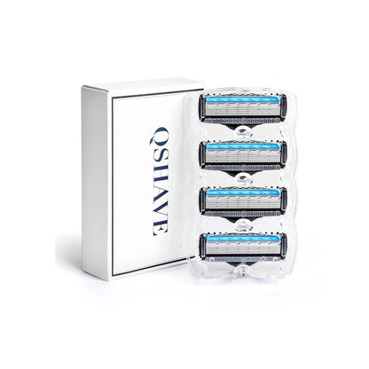 QShave It Blue Series Manual Shaving Razor Blade for Man Blade Refill X5 Blade Plus 1 Trimmer Blade USA Top Blade , 4 Cartridges