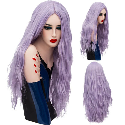 MSIWIGS 70CM Long Pink Wavy Wigs Cosplay Lolita Synthetic Women' s Blonde Wig 29 Colors Heat Resistant Hair