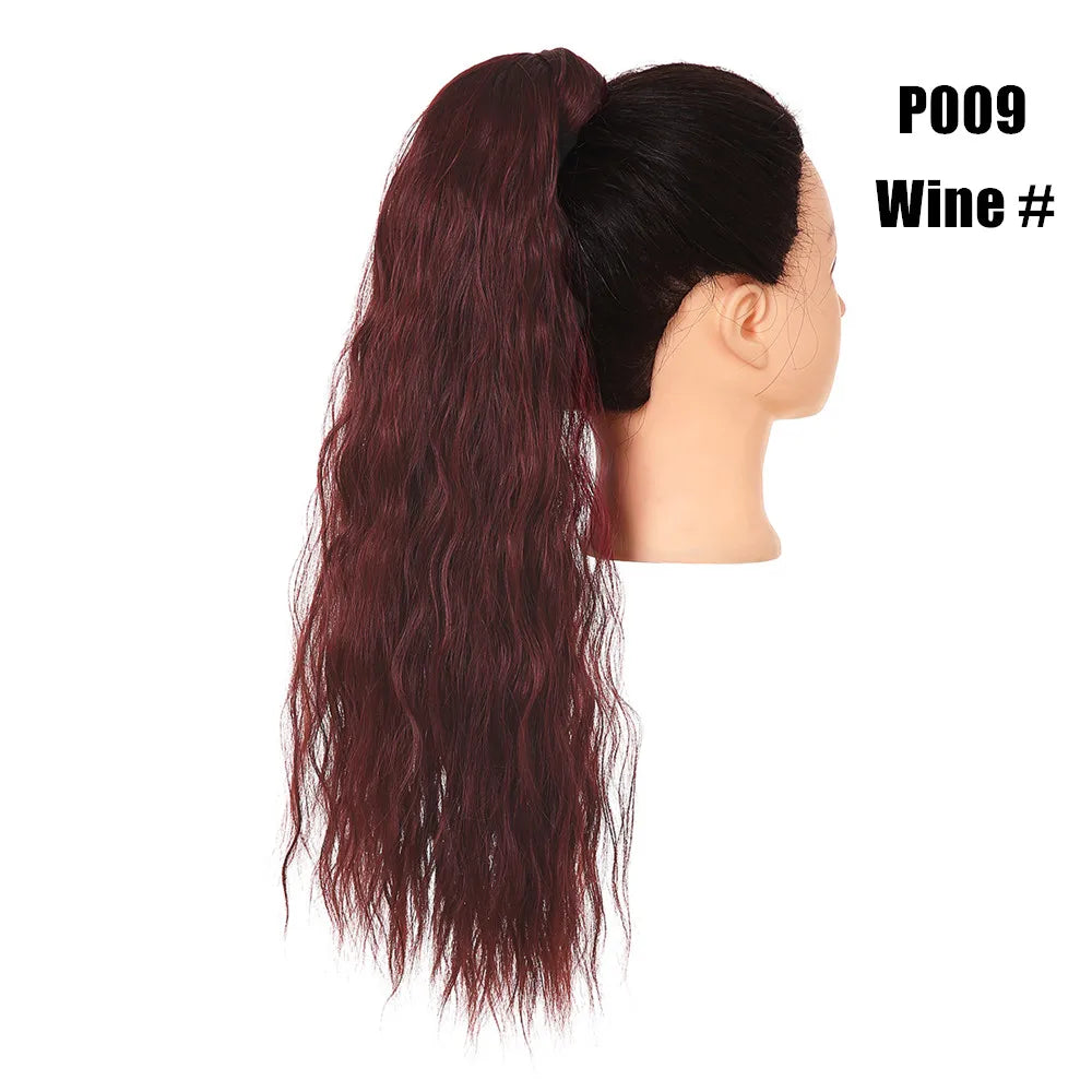 Synthetic Clip in Ponytail Hair Extension Wig Straight Kinky Curly Long Wrap Around Fake Pony Tail Blonde False Afro Hairpiece