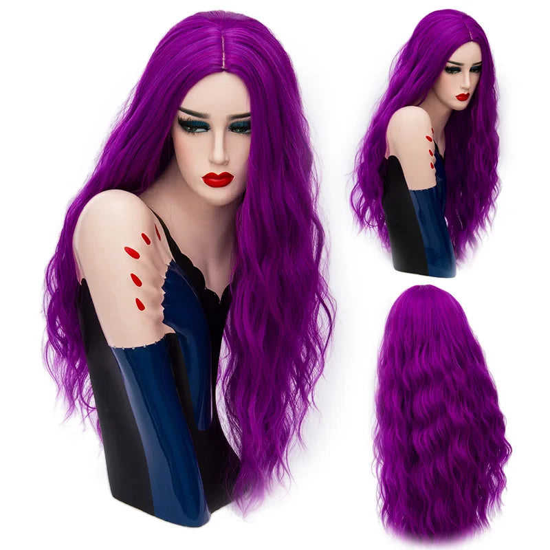 MSIWIGS 70CM Long Pink Wavy Wigs Cosplay Lolita Synthetic Women' s Blonde Wig 29 Colors Heat Resistant Hair