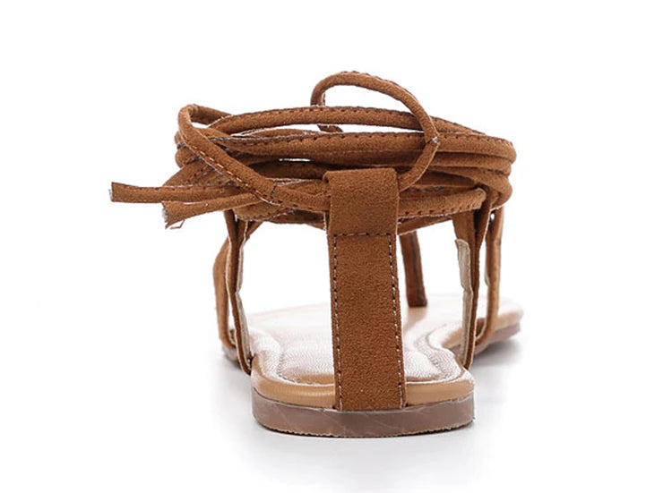 Eilyken Summer Roman Sandals Cross-Strap Tall Knee High Bondage Thong Flat Women Sandals Flip Flops Black Apricot