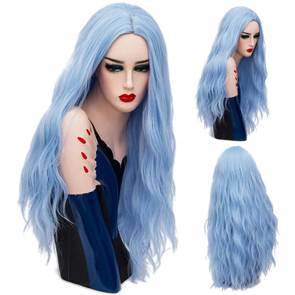 MSIWIGS 70CM Long Pink Wavy Wigs Cosplay Lolita Synthetic Women' s Blonde Wig 29 Colors Heat Resistant Hair