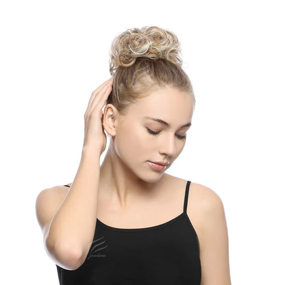 Jeedou Messy Bun Chignon Donut Hair Pad Elastic Hair Rope Rubber Band Synthetic Hairpiece Hair Accessories for Women