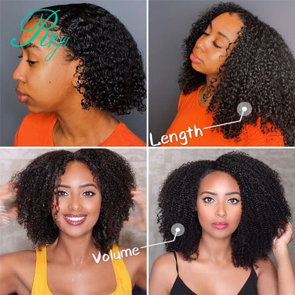 Riya Hair Clips In Brazilian Human Hair Afro Kinky Curly Clip In Hair Extensions 8 Pieces And 120g/Set Natural Color Remy Hair