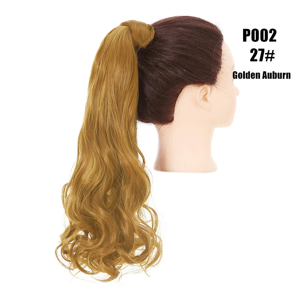 Synthetic Clip in Ponytail Hair Extension Wig Straight Kinky Curly Long Wrap Around Fake Pony Tail Blonde False Afro Hairpiece