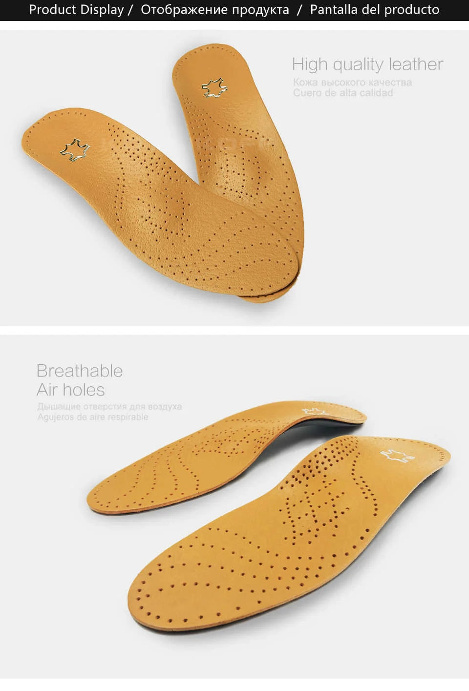 KOTLIKOFF High Quality Leather Orthotics Insole For Flat Foot Arch Support 25mm Orthopedic Silicone Insoles For Men And Women