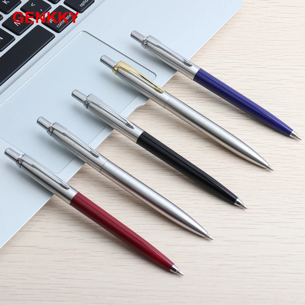 2/6/10/PCS GENKKY Ballpoint Pen Metal Materiall Press Style Ball Pens For School Office Writing Point 0.7mm Ink Color Black Blue
