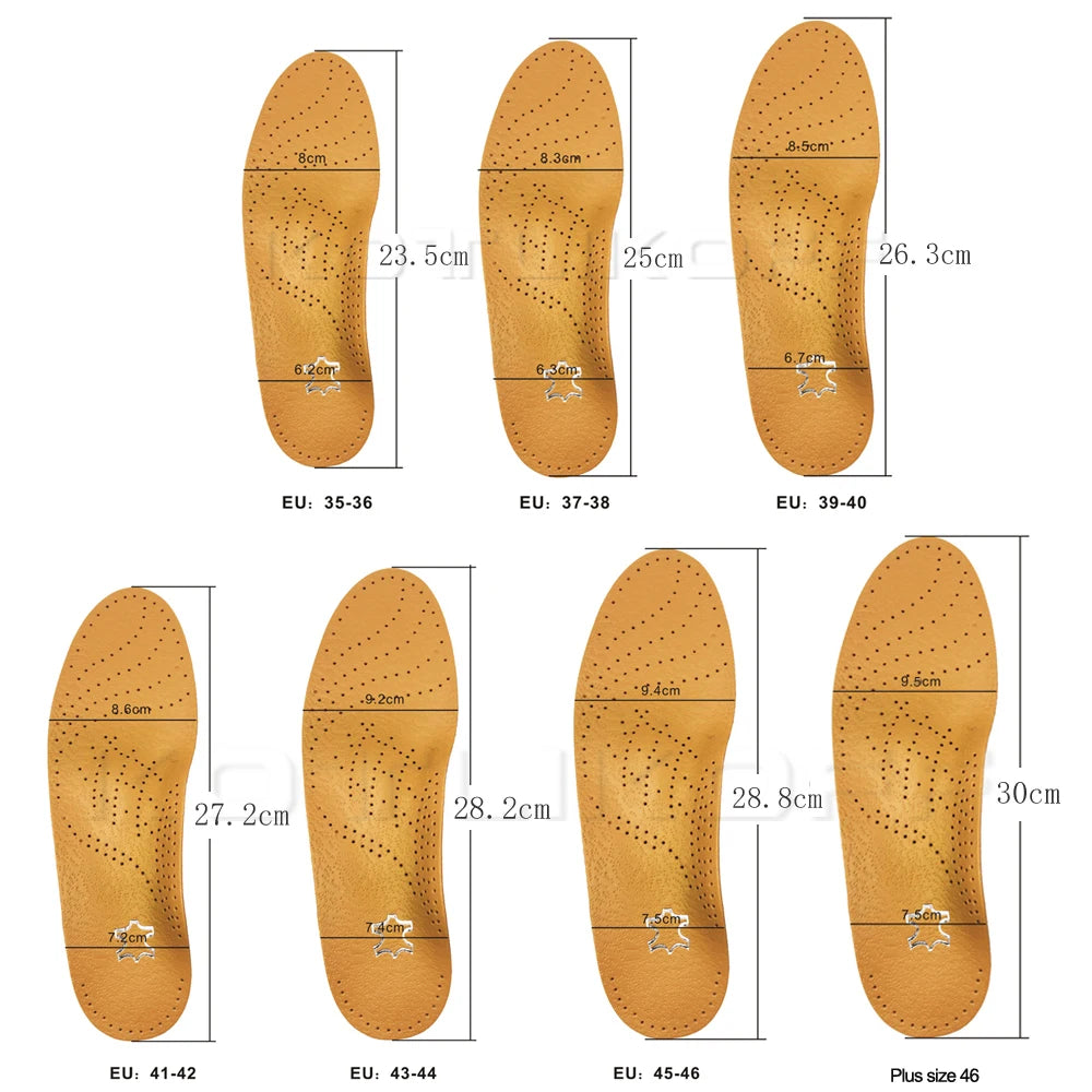 KOTLIKOFF High Quality Leather Orthotics Insole For Flat Foot Arch Support 25mm Orthopedic Silicone Insoles For Men And Women