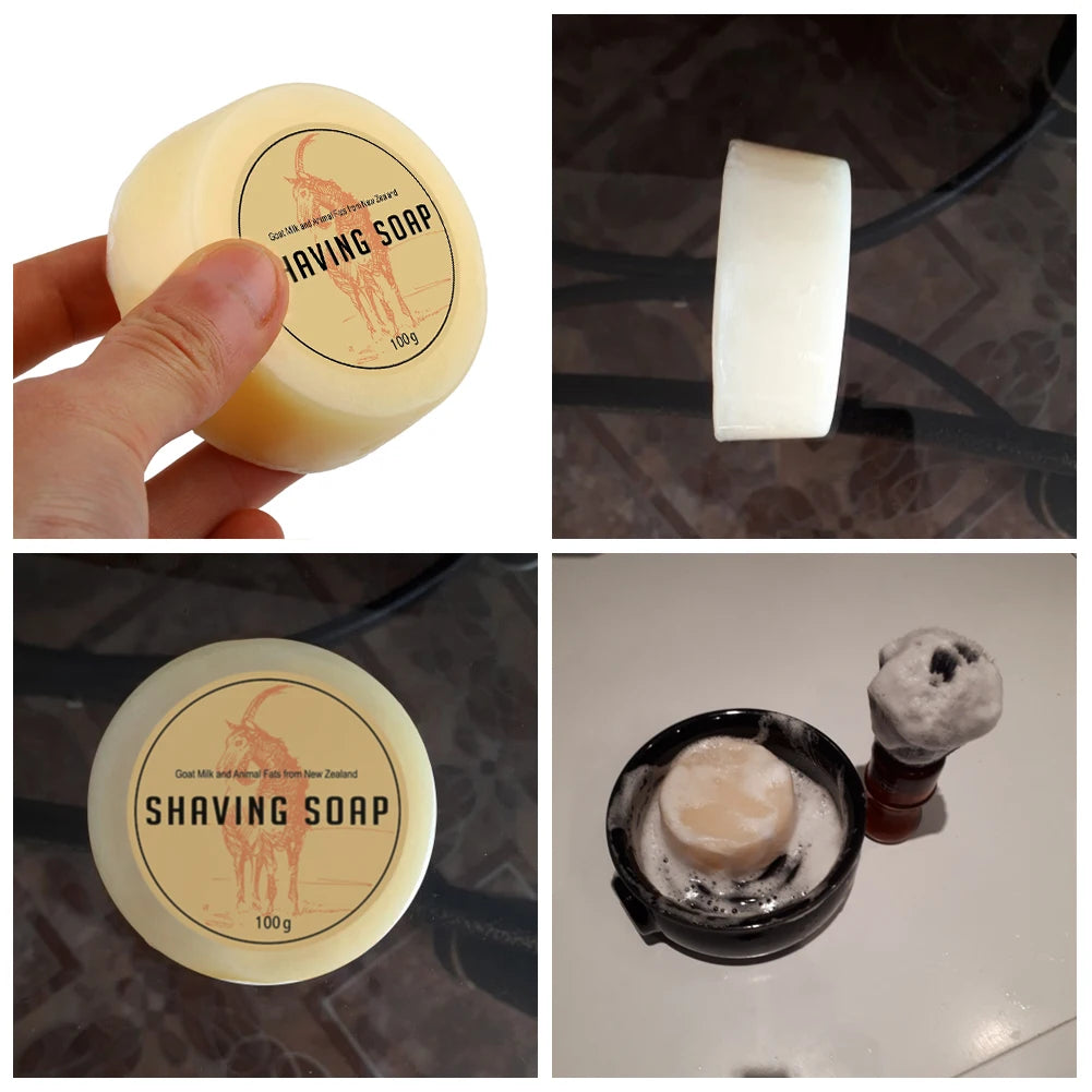 100g Goat Milk Men Beard Shaving Soap Cream Foaming Lather for Men Razor Barber Salon Traditional Man Wet Shaving Tool 3.5OZ