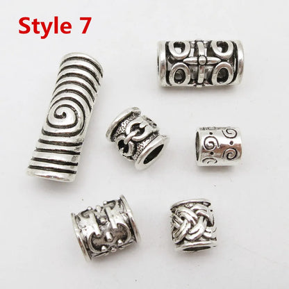 6Pcs/Pack mix Bronze Viking Rune hair braid dread beard dreadlock beads rings tube for hair accessories