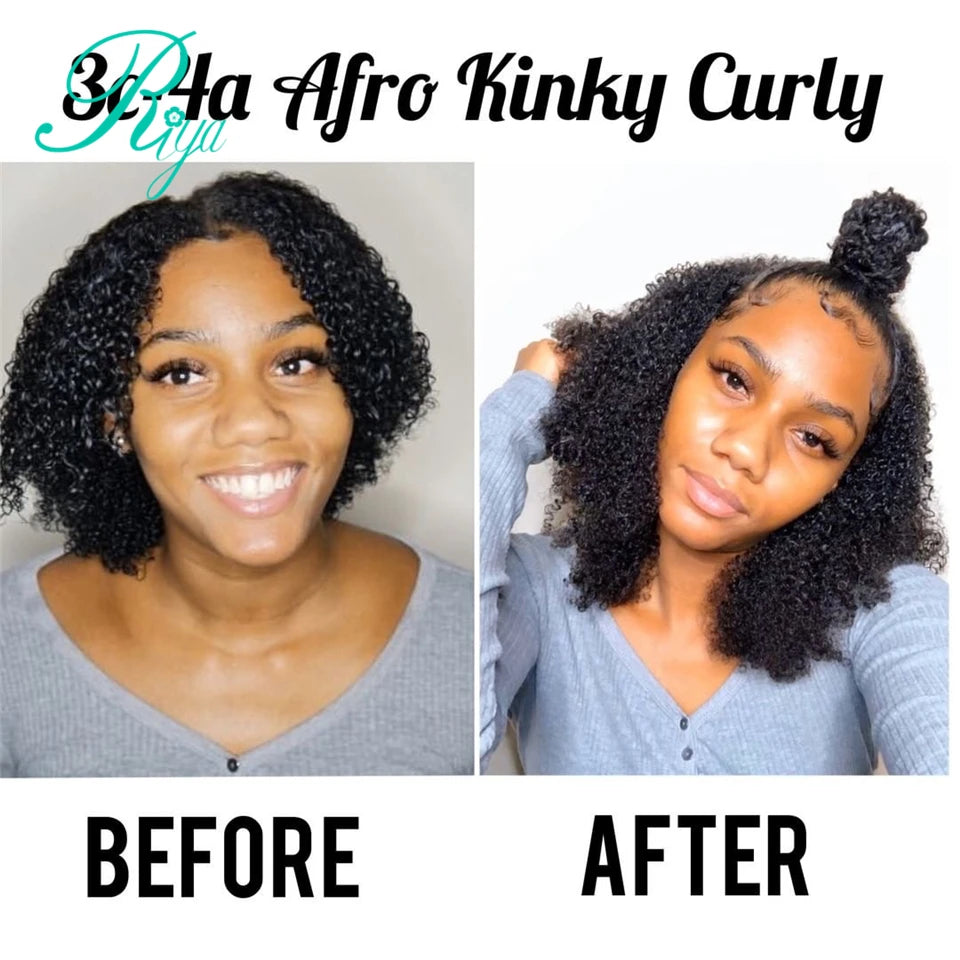 Riya Hair Clips In Brazilian Human Hair Afro Kinky Curly Clip In Hair Extensions 8 Pieces And 120g/Set Natural Color Remy Hair