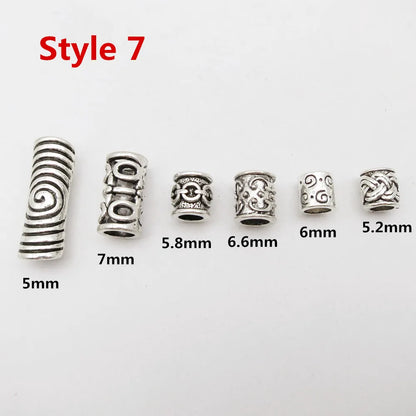 6Pcs/Pack mix Bronze Viking Rune hair braid dread beard dreadlock beads rings tube for hair accessories