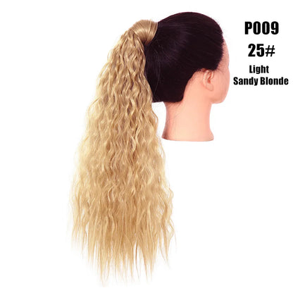 Synthetic Clip in Ponytail Hair Extension Wig Straight Kinky Curly Long Wrap Around Fake Pony Tail Blonde False Afro Hairpiece