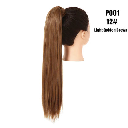 Synthetic Clip in Ponytail Hair Extension Wig Straight Kinky Curly Long Wrap Around Fake Pony Tail Blonde False Afro Hairpiece