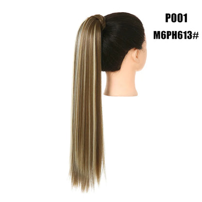 Synthetic Clip in Ponytail Hair Extension Wig Straight Kinky Curly Long Wrap Around Fake Pony Tail Blonde False Afro Hairpiece