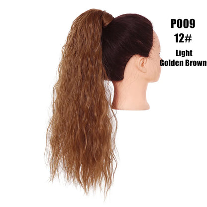 Synthetic Clip in Ponytail Hair Extension Wig Straight Kinky Curly Long Wrap Around Fake Pony Tail Blonde False Afro Hairpiece