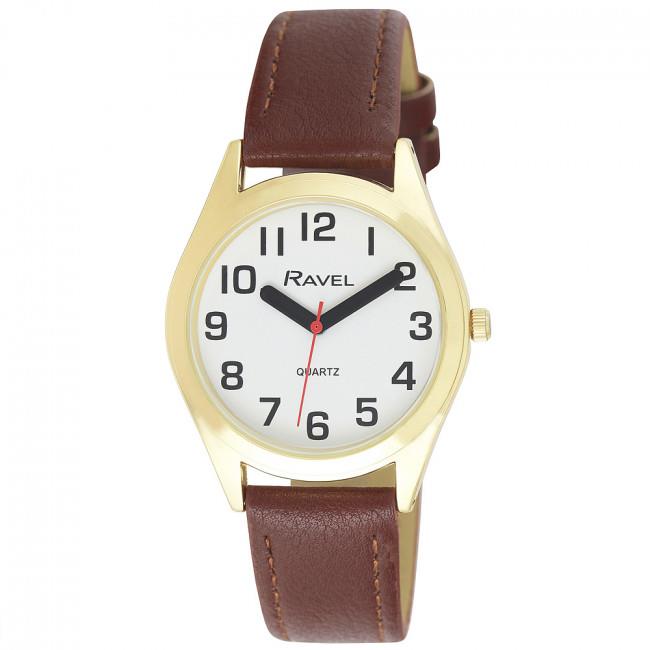 Ravel Mens Classic Strap Watch Brown/Gold Watch R0125.45.1