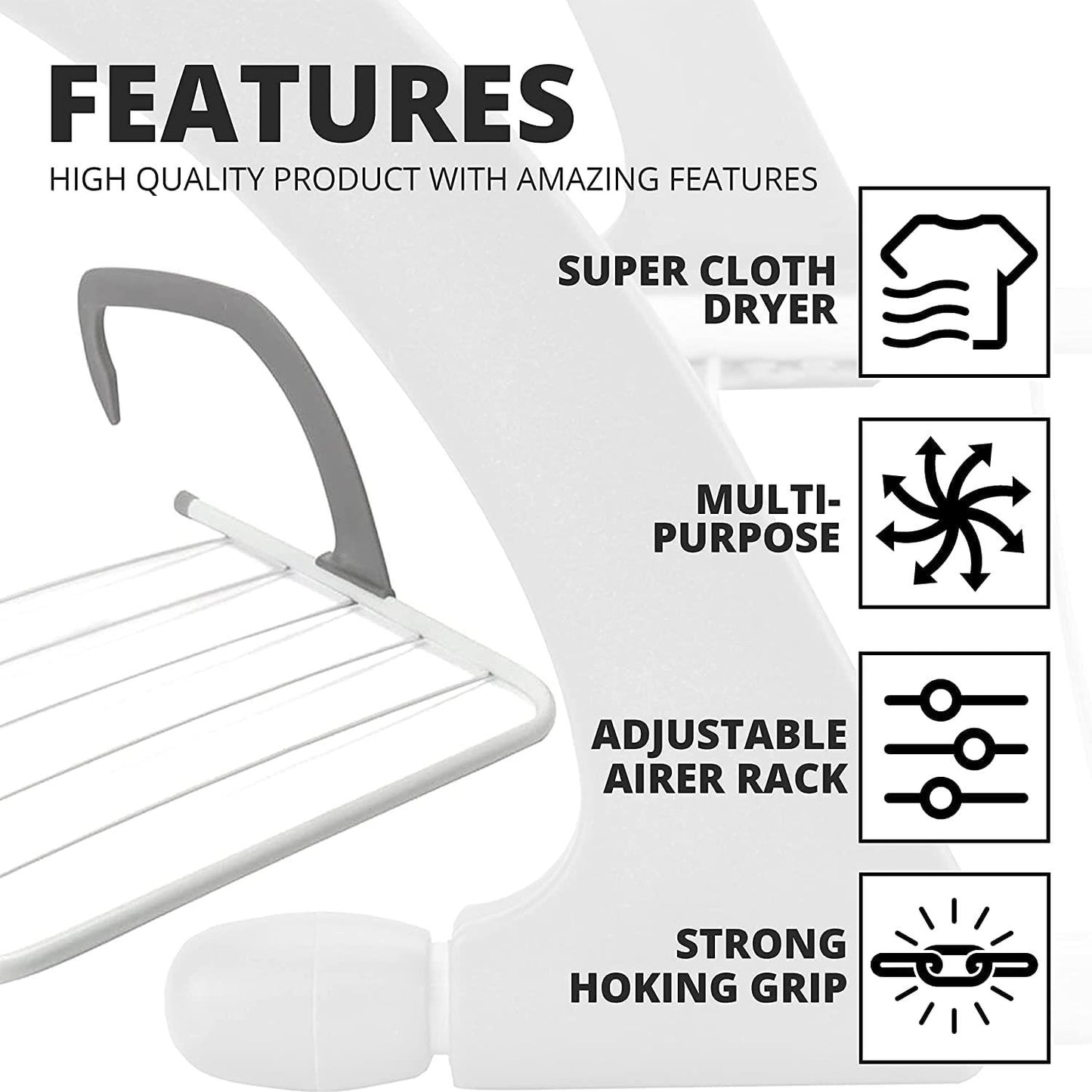 Radiator Airer With 5 Adjustable Arms For Drying Clothes Max Temp 70c