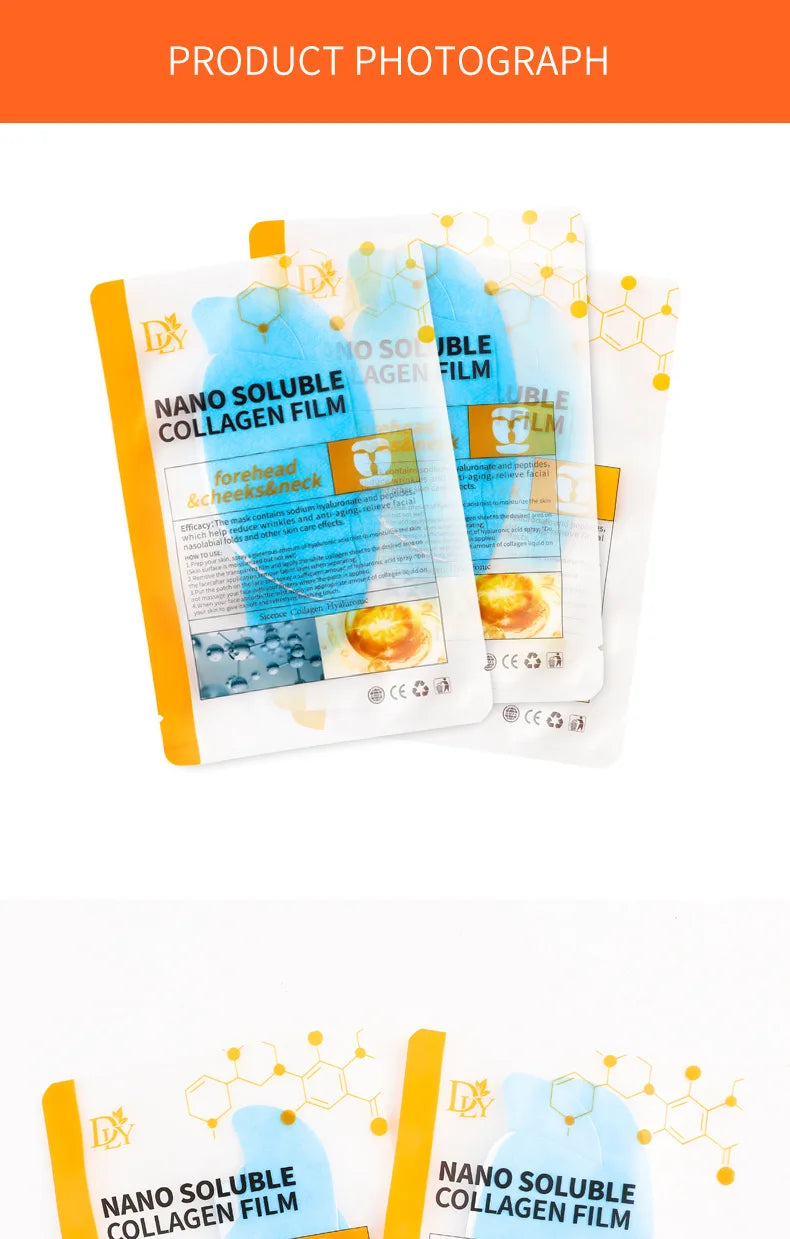 Collagen Film Paper Soluble Facial Mask Cloth Anti-Aging Soluble Water Face Filler Full Collagen Fiming Lifting Face Skin Care
