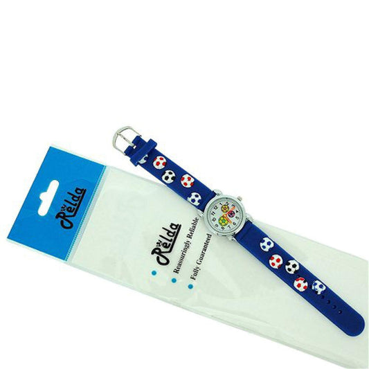 Relda Children's Analogue 3D Soccer Football Blue Silicone Strap Boy's Watch REL45