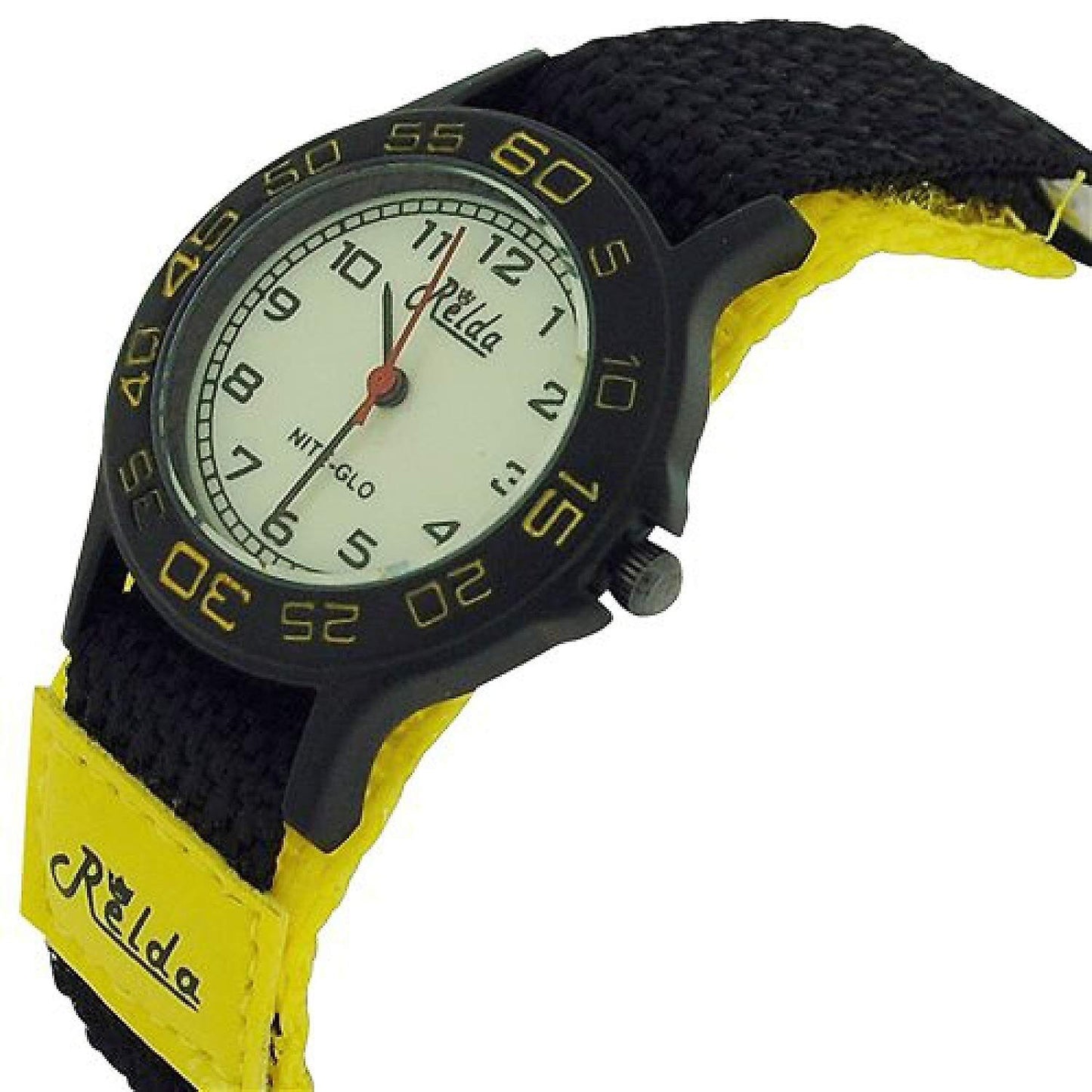 Relda Children's Analogue Nite-Glo Quartz Luminous Dial Yellow & Black Velcro Strap Girls/Boy Watch REL59