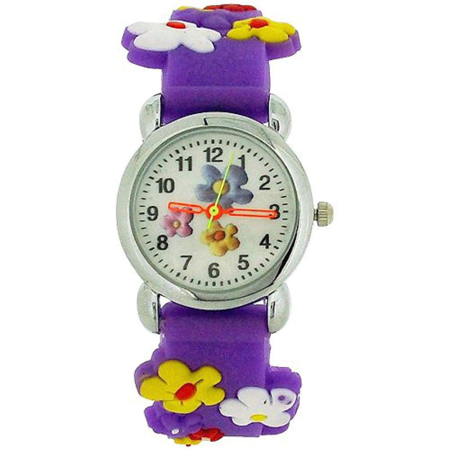 Relda Children's Analogue 3D Colourful Flower Purple Silicone Strap Girl's Watch REL42