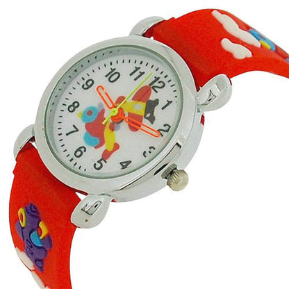 Relda Children's Analogue 3D Flying Aeroplane Red Silicone Strap Boy's Watch REL44