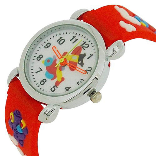 Relda Children's Analogue 3D Flying Aeroplane Red Silicone Strap Boy's Watch REL44
