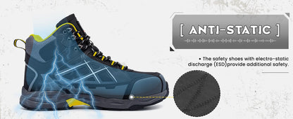 Larnmern Mens Safety Work Boots Steel Toe Shoes Anti-puncture Anti-static Non Slip Protective Boots