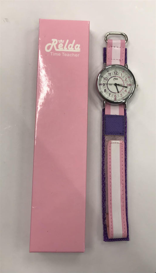 Relda Time Teacher Children's Analogue Velcro Strap Girl's Watch REL81 NEEDS BATTERY