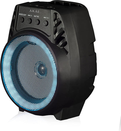 Akai A58168 Vibes 4 Inch LED Party Speaker, Bluetooth Connectivity, Wireless & Portable, 5W, Black
