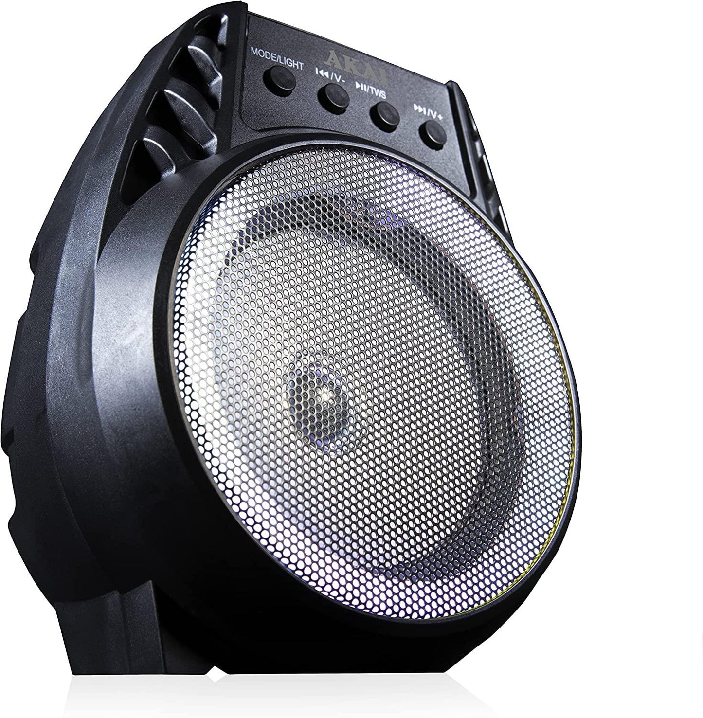 Akai A58168 Vibes 4 Inch LED Party Speaker, Bluetooth Connectivity, Wireless & Portable, 5W, Black