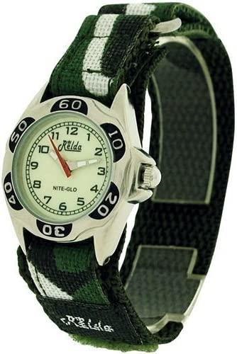 Relda Kids Nite-Glo Luminous Dial Green Camouflage Army Easy Fasten Watch REL64