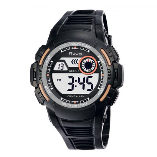 Ravel Mens 3ATM Digital Sports Black/Stone Watch RDG.14.12