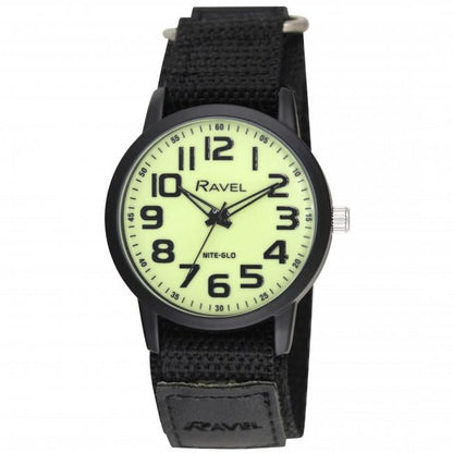 Ravel Mens Sports Bold Arabic Nite Glow Dial Velcro StrapWatch R1601.64.NG