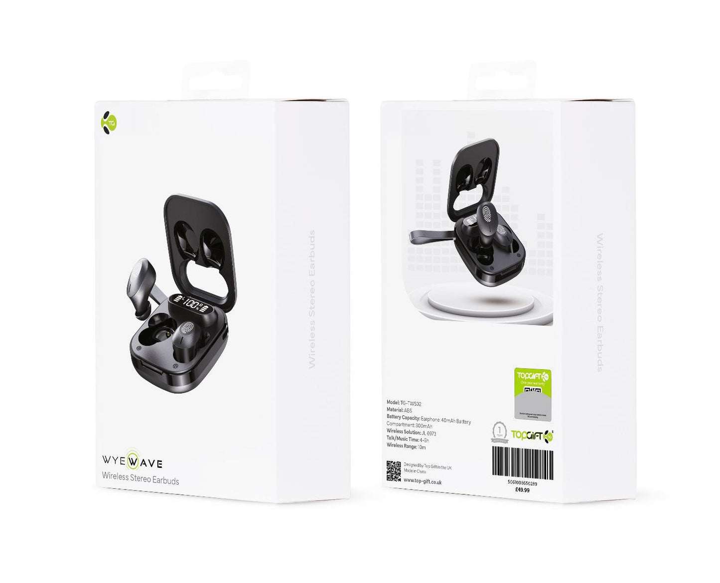 WYEWAVE Black Stereo Wireless Earbuds