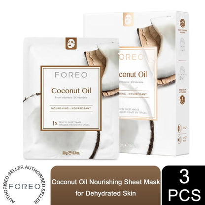 FOREO Sheet Mask with Coconut Oil Extracts Farm To Face Moisture-Boosting, 3 Pcs
