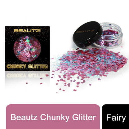 Beautz Chunky Glitter Available in 5 Varieties 10ml pot with 5g of Cosmetic Glit[Fairy]