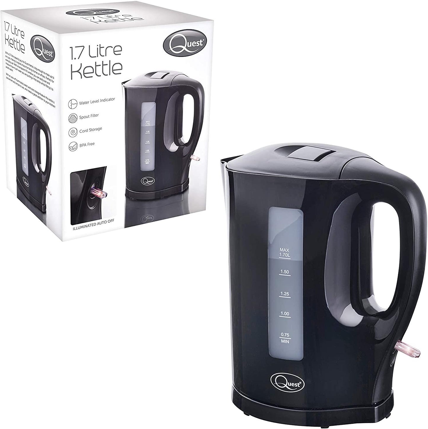 Quest 1.7l Jug Kettle Black- 35109