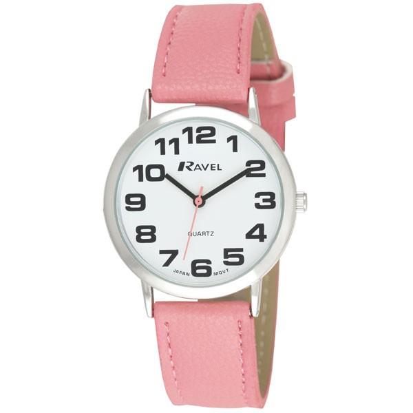 Ravel Unisex Classic Big Dial Pink Leather Strap Watch R0105.13.15A