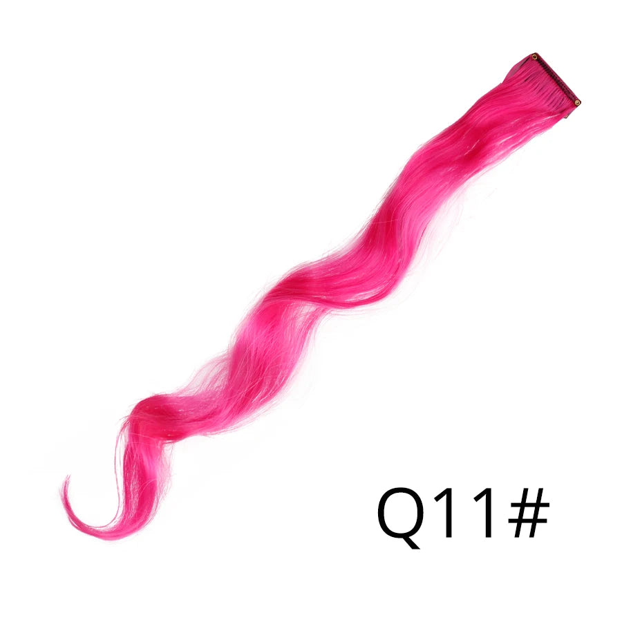 Leeons Synthetic Hair Extensions With Clips Heat Resistant Straight Hair Extensions Color Colored Black Hair Clip Womens 12G/Pcs