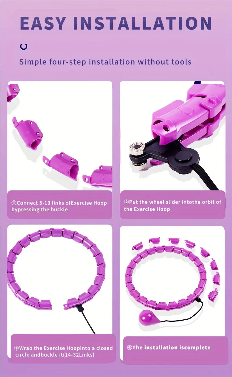 Weighted Fitness Hoop for Adults & Kids Detachable Knots Abdomen Weight Loss 2 in 1 Abdomen Fitness Weight Loss Massage