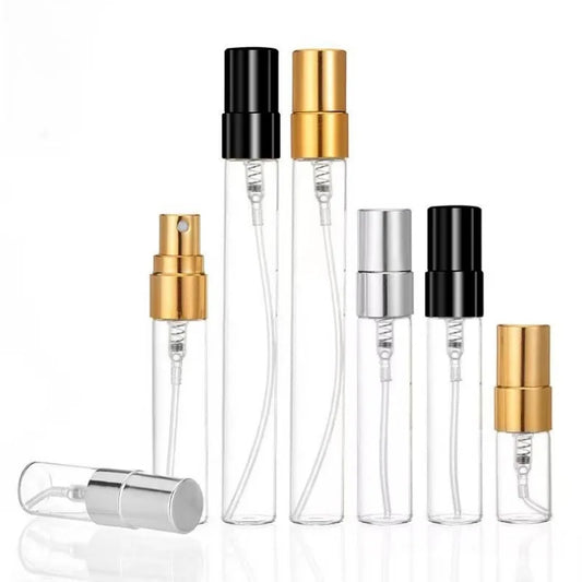 20PCS/LOT 3ML 5ML 10ML Mini Portable Colorful Glass Perfume Bottle With Aluminum Atomizer Empty Cosmetic Containers For Travel