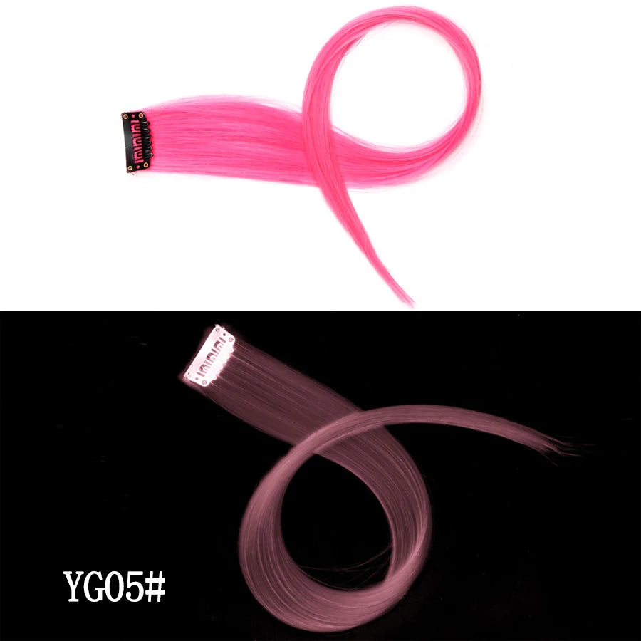 Leeons Synthetic Hair Extensions With Clips Heat Resistant Straight Hair Extensions Color Colored Black Hair Clip Womens 12G/Pcs