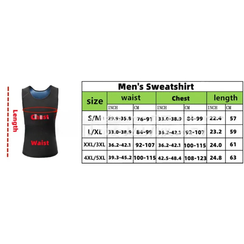Compression Shirt Weight Loss Fat Burner Men Sauna Sweat Vest Waist Trainer Corset Zipper Workout Tank Top Slimming  Body Shaper
