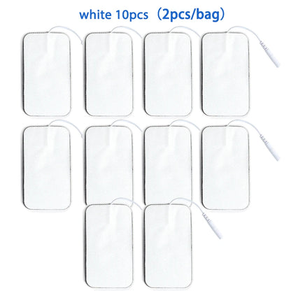 10Pcs 2mm Plug Non-woven Fabric Reusable Self Adhesive Electrode Pads Conductive Gel Pad Body Digital  Massager