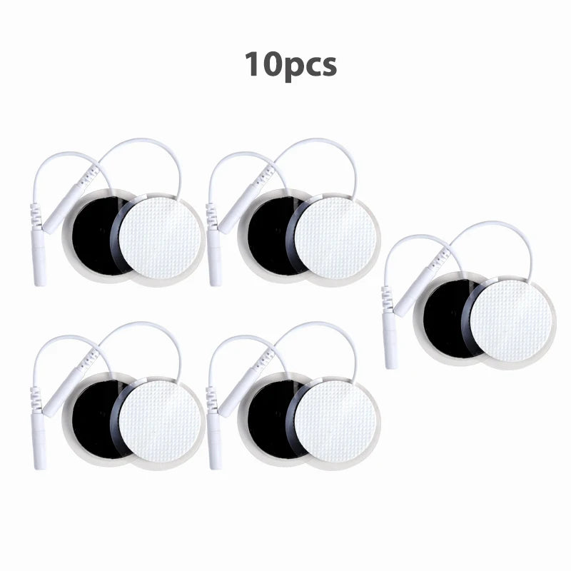 10Pcs 2mm Plug Non-woven Fabric Reusable Self Adhesive Electrode Pads Conductive Gel Pad Body Digital  Massager