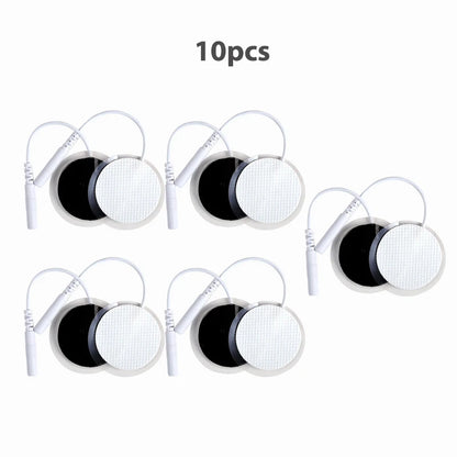 10Pcs 2mm Plug Non-woven Fabric Reusable Self Adhesive Electrode Pads Conductive Gel Pad Body Digital  Massager