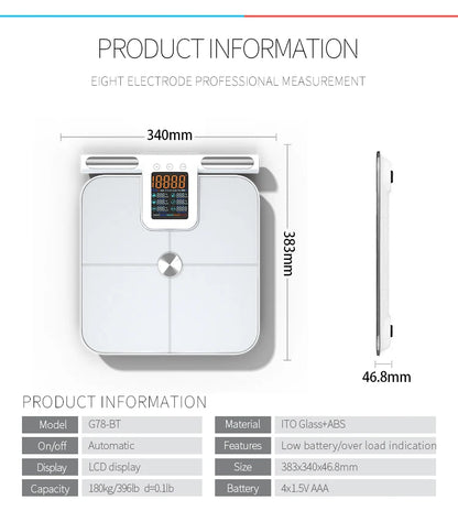 Weight Scale for Body Fat with Handle, 24 Precise Body Biological Analyzer, Digital Bathroom Weighing Bluetooth Scale